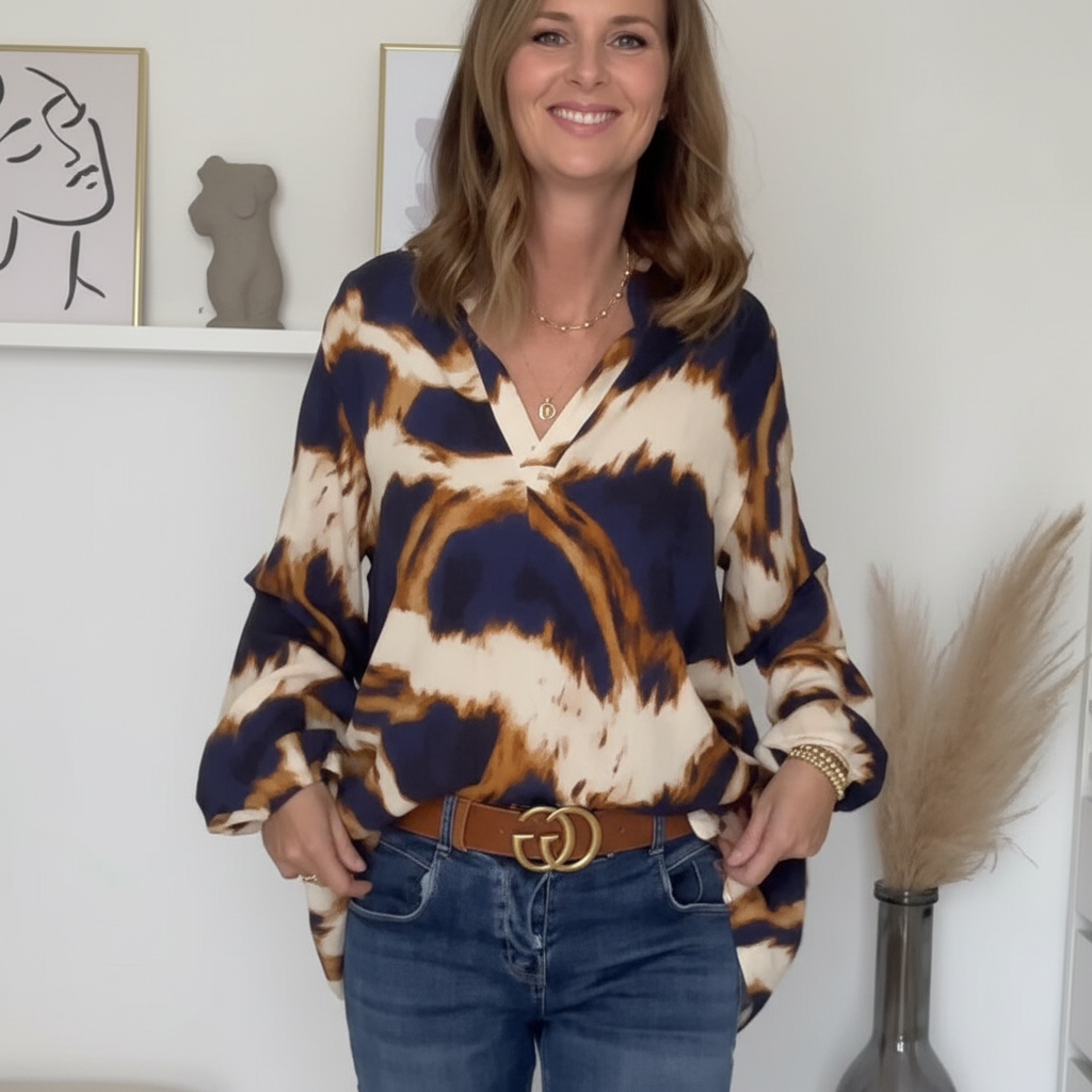 Melissa - Bedrucktes Freizeitoberteil mit V-Ausschnitt