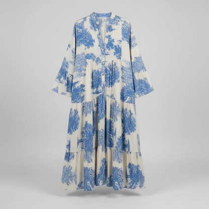 Heike - Locker geschnittenes Patchwork-Kleid mit V-Ausschnitt