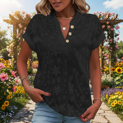 Hilda - Bluse mit kurzen Ärmeln und V-Ausschnitt