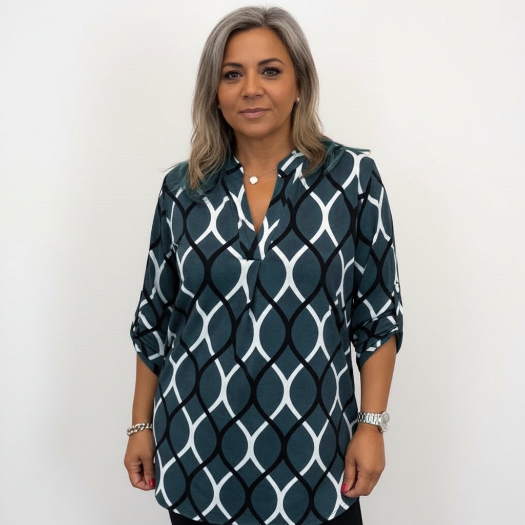 Helene - Lässige Bluse mit langen Ärmeln und bedruckt