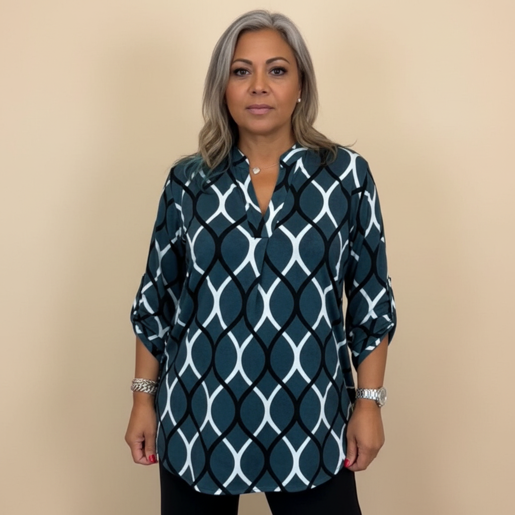 Helene - Lässige Bluse mit langen Ärmeln und bedruckt