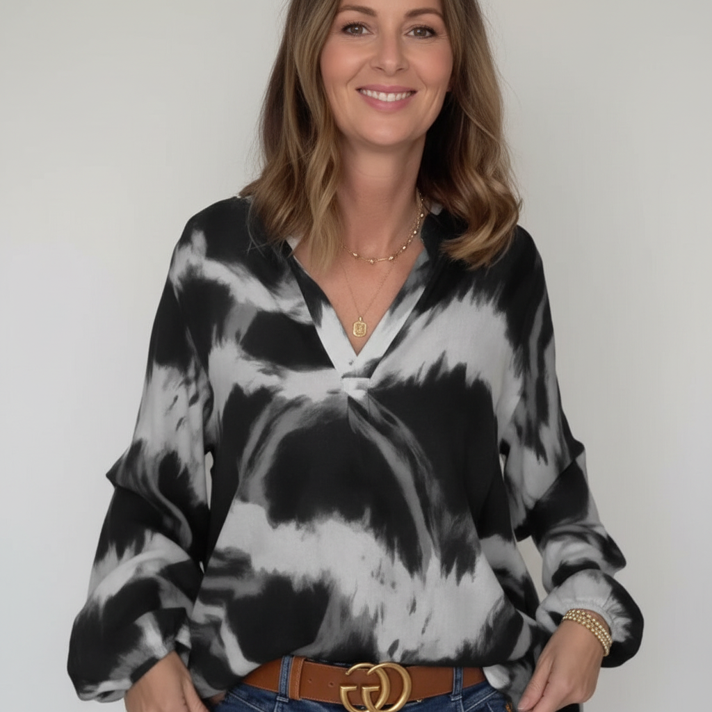 Melissa - Bedrucktes Freizeitoberteil mit V-Ausschnitt