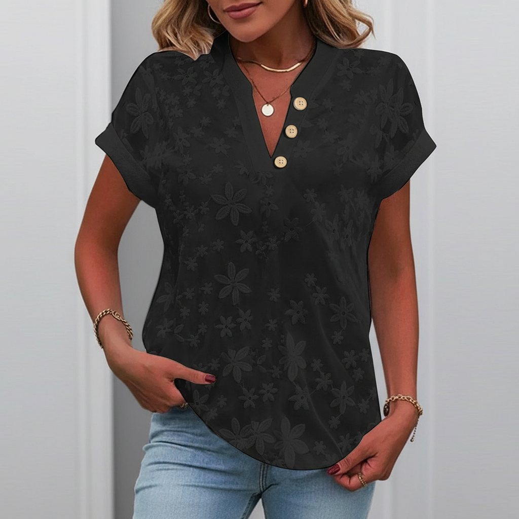 Hilda - Bluse mit kurzen Ärmeln und V-Ausschnitt