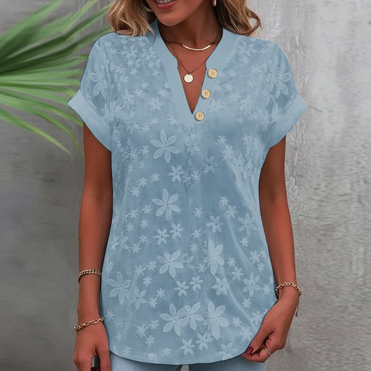 Hilda - Bluse mit kurzen Ärmeln und V-Ausschnitt