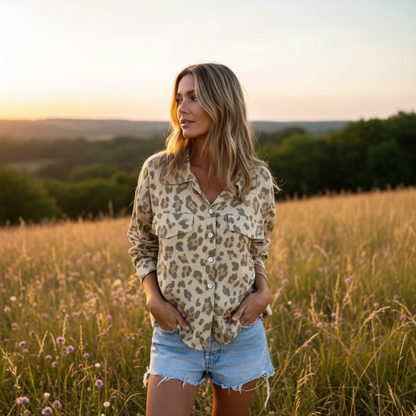 Conny - Bedrucktes Hemd mit Kragen und langen Ärmeln