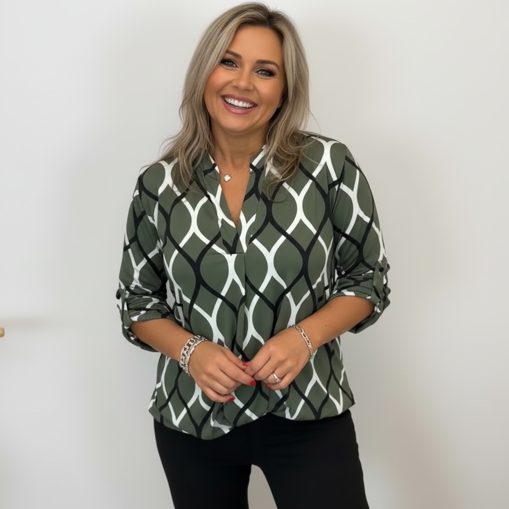 Helene - Lässige Bluse mit langen Ärmeln und bedruckt