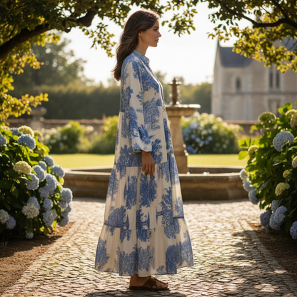 Heike - Locker geschnittenes Patchwork-Kleid mit V-Ausschnitt