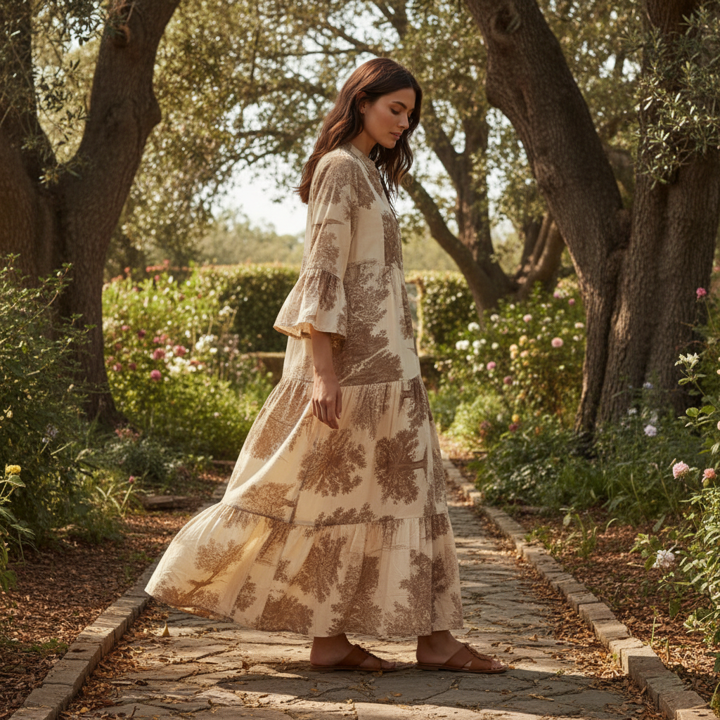 Heike - Locker geschnittenes Patchwork-Kleid mit V-Ausschnitt