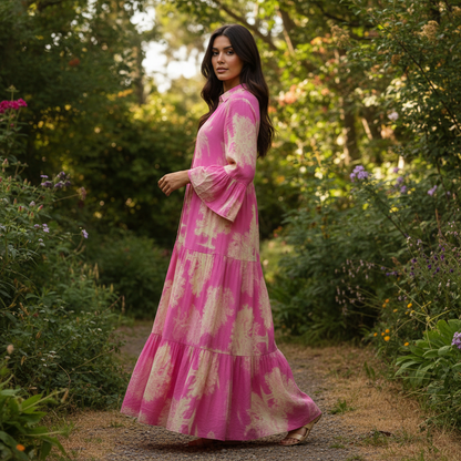 Heike - Locker geschnittenes Patchwork-Kleid mit V-Ausschnitt